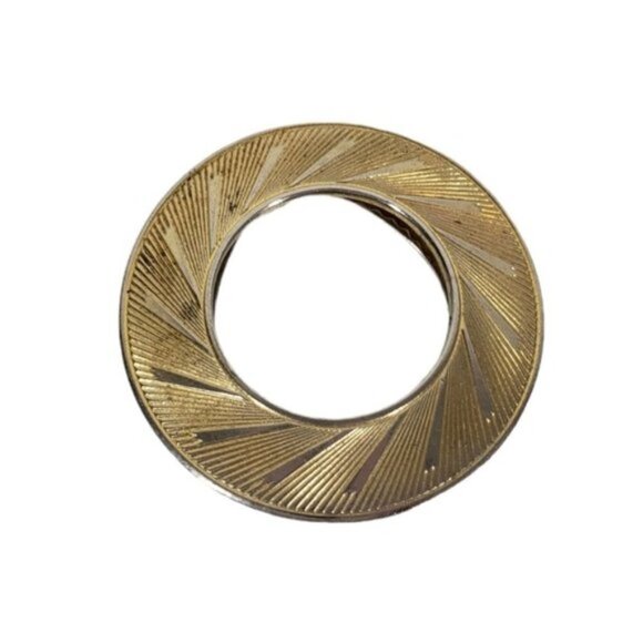 Vintage Lieba USA Gold Tone Wreath Circle Dress Clip, Scarf Clip, Scarf … - Picture 1 of 10